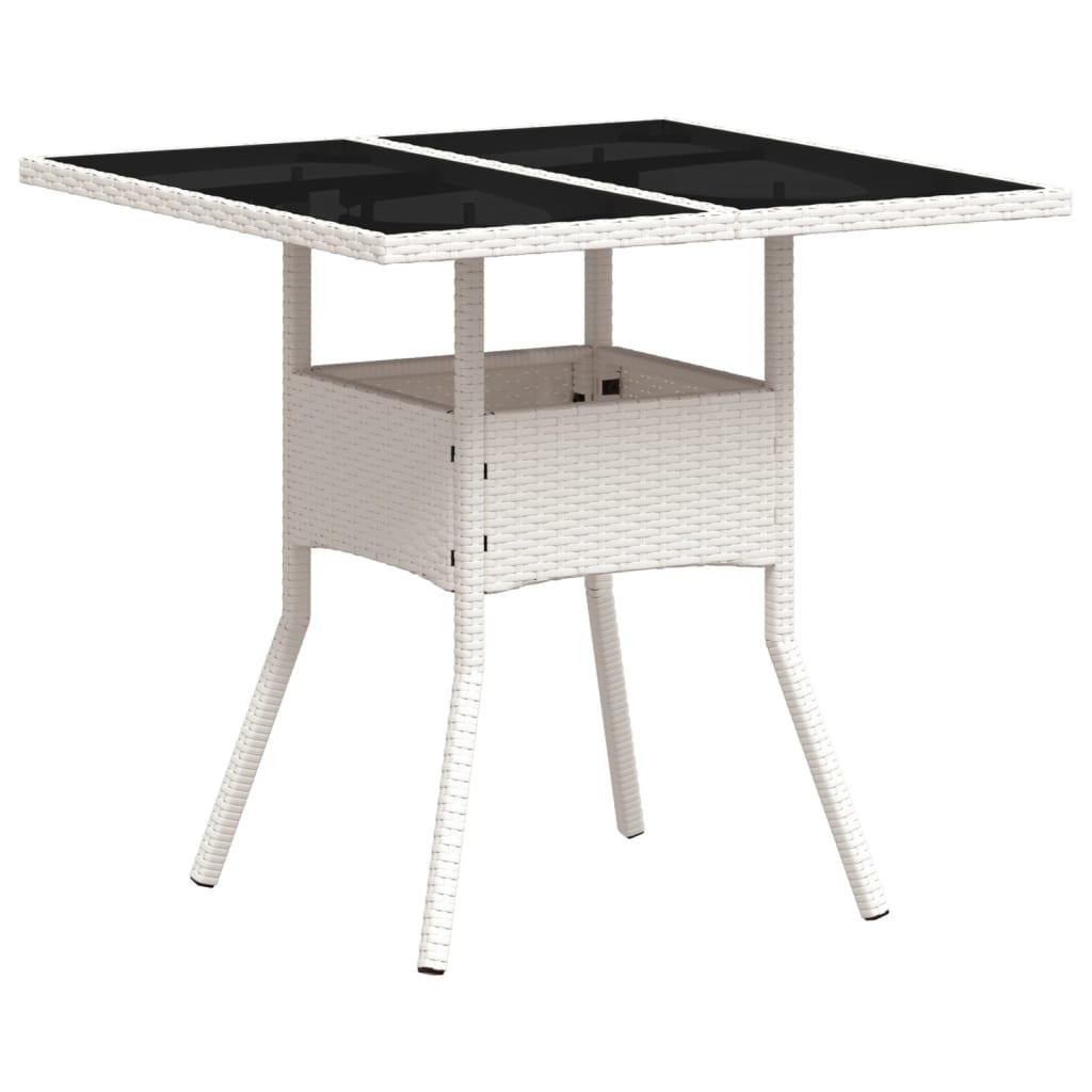 Mesa de jardín superficie de vidrio ratán PE negro 115x54x74 cm