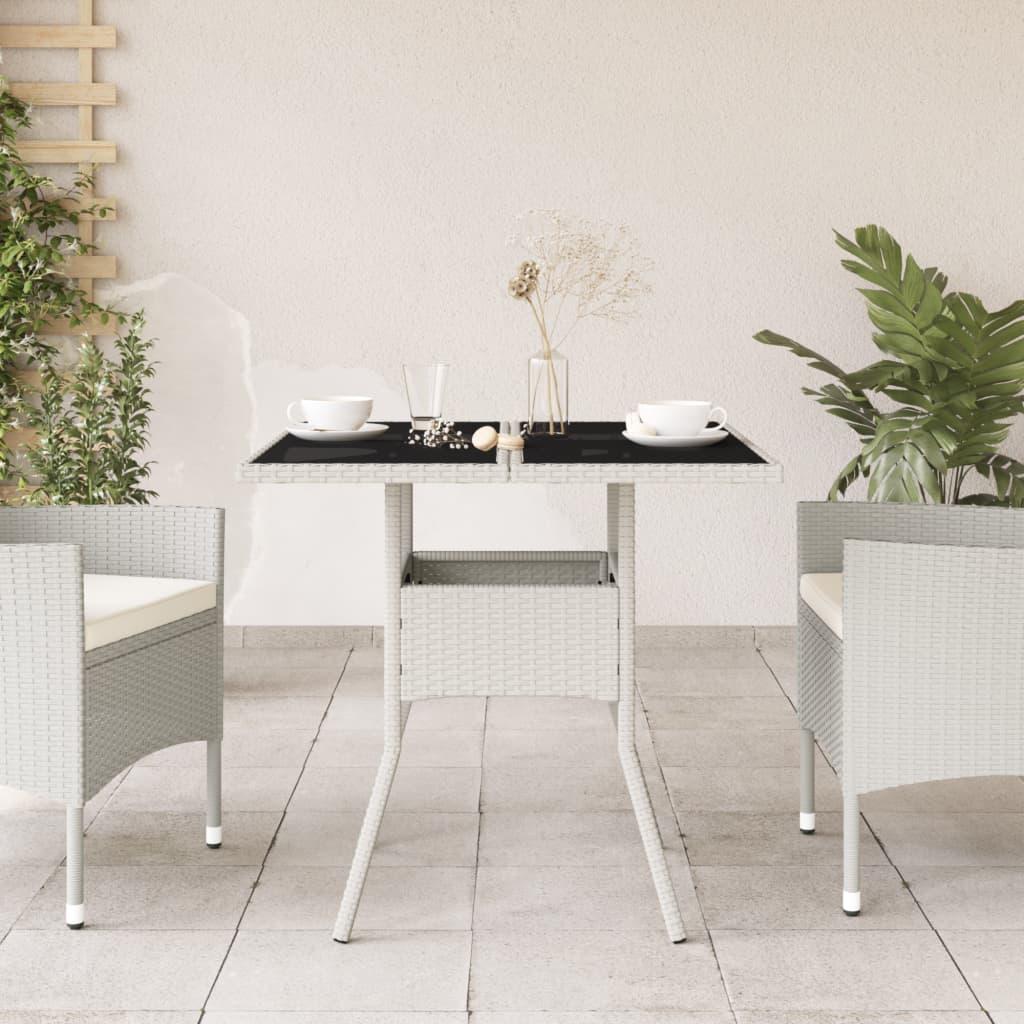 Mesa de jardín superficie de vidrio ratán PE negro 115x54x74 cm