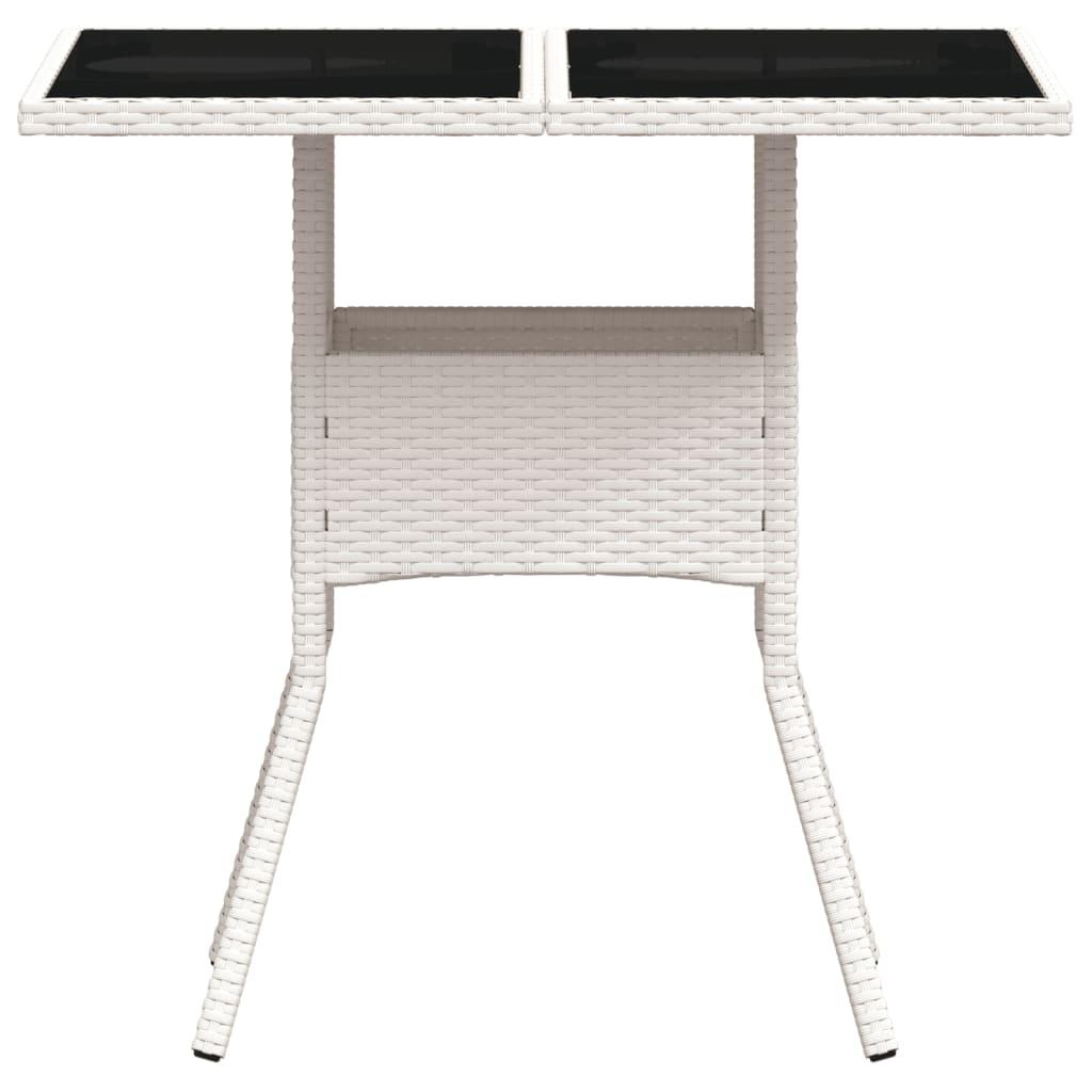 Mesa de jardín superficie de vidrio ratán PE negro 115x54x74 cm