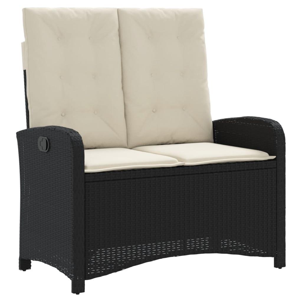 Sillón reclinable de jardín con cojines ratán sintético