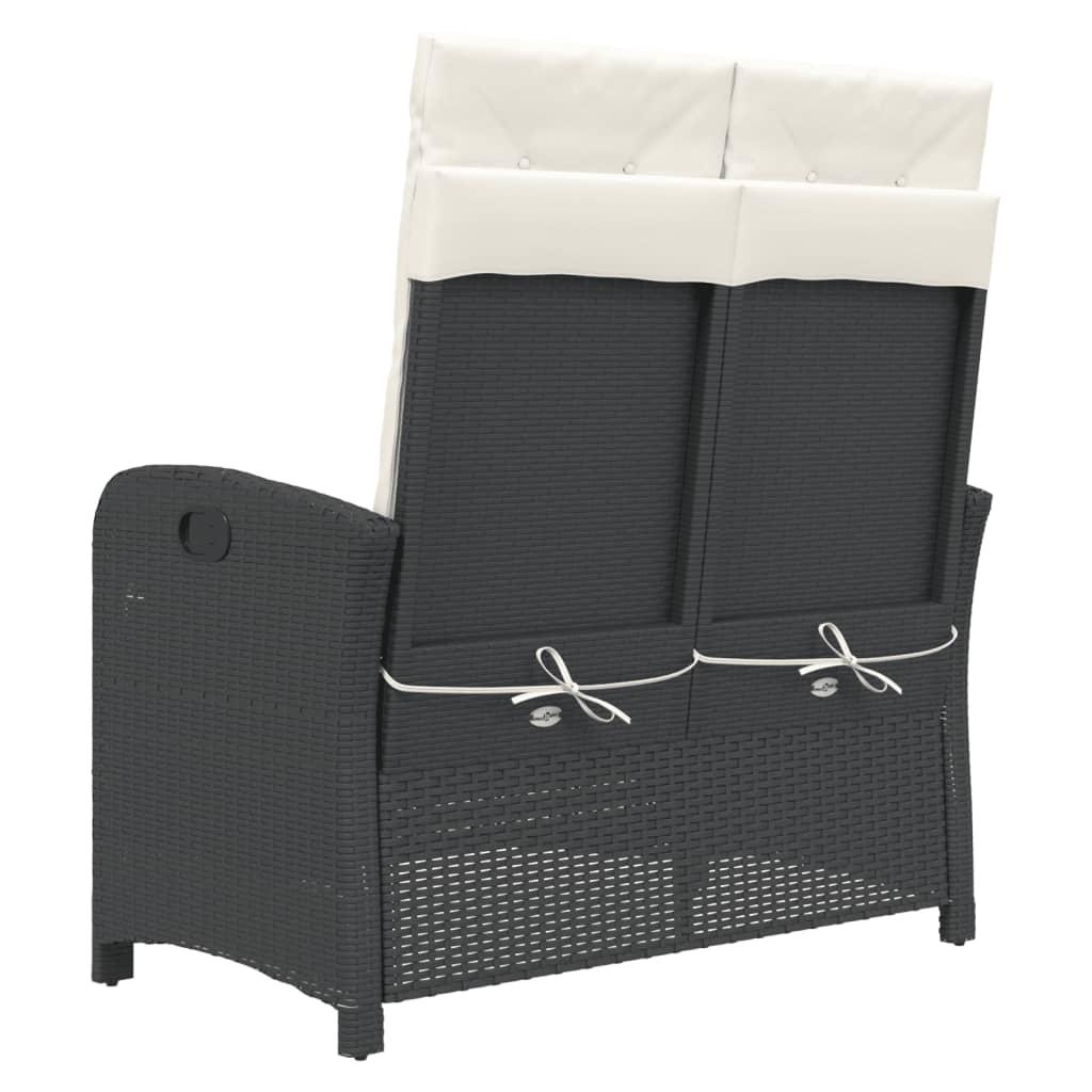 Sillón reclinable de jardín con cojines ratán sintético