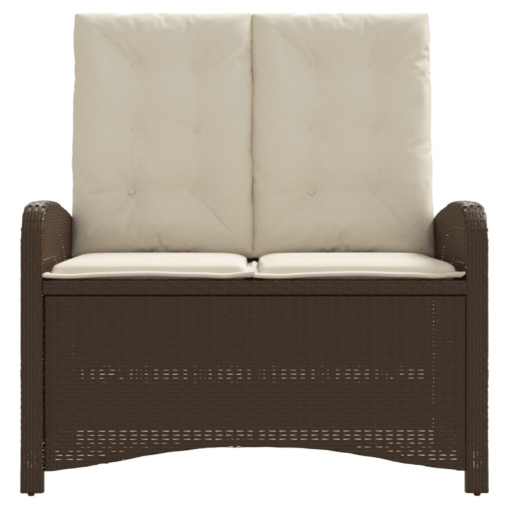 Sillón reclinable de jardín con cojines ratán sintético