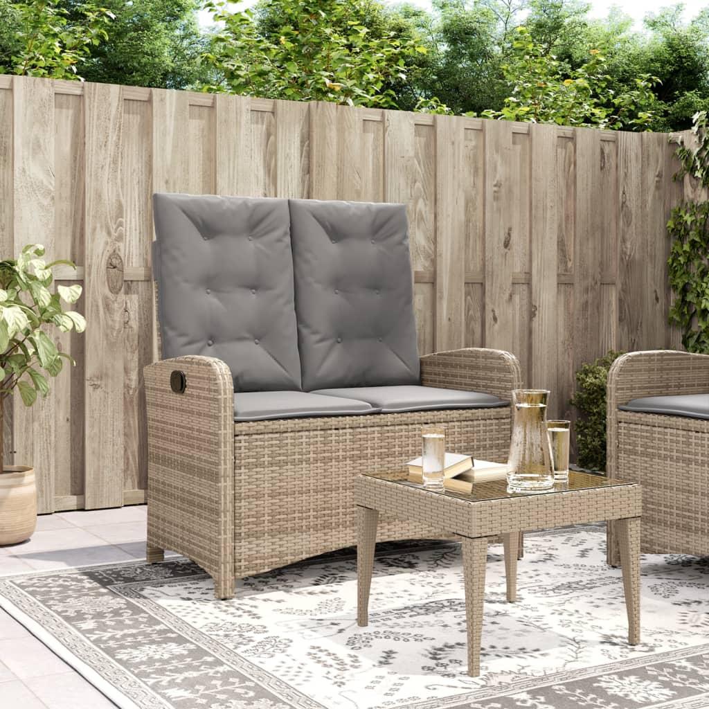 Sillón reclinable de jardín con cojines ratán sintético