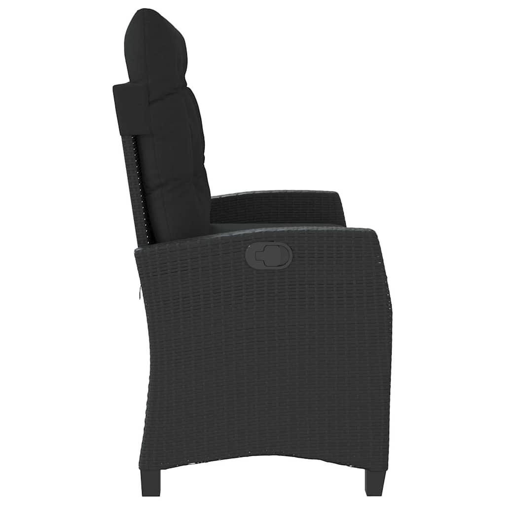 Sillón reclinable de jardín con cojines ratán sintético