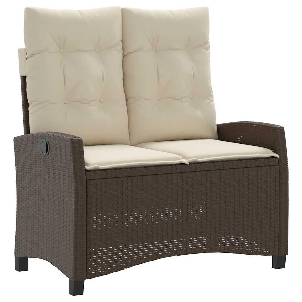 Sillón reclinable de jardín con cojines ratán sintético