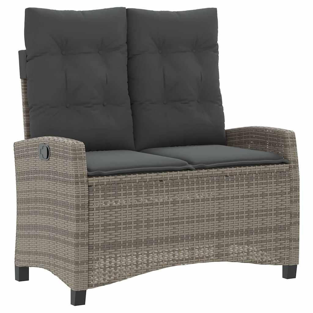 Sillón reclinable de jardín con cojines ratán sintético