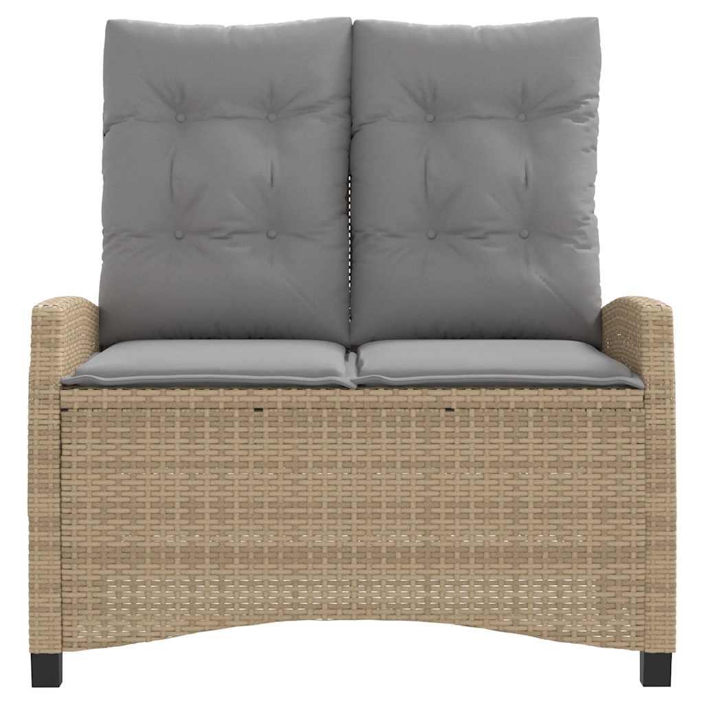 Sillón reclinable de jardín con cojines ratán sintético