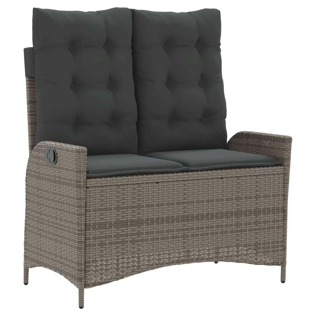 Sillón reclinable de jardín con cojines ratán sintético