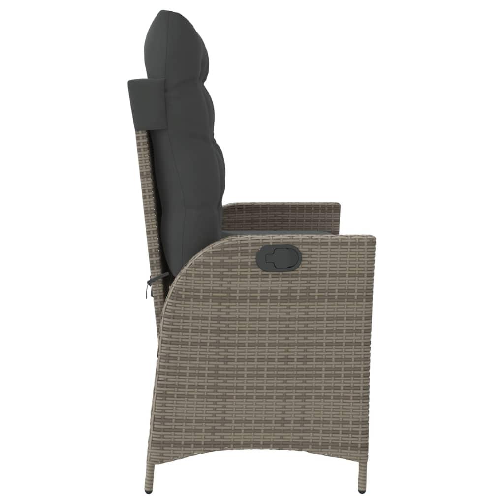 Sillón reclinable de jardín con cojines ratán sintético