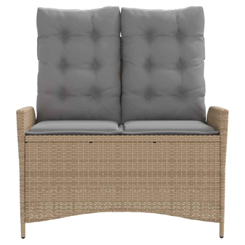 Sillón reclinable de jardín con cojines ratán sintético