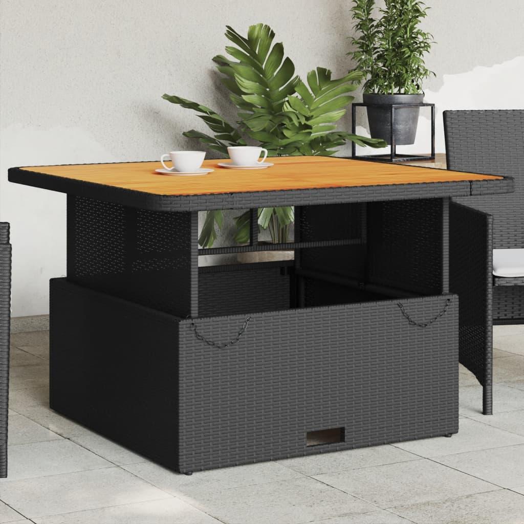 Mesa de jardín de madera de acacia y ratán PE gris 55x55x37 cm