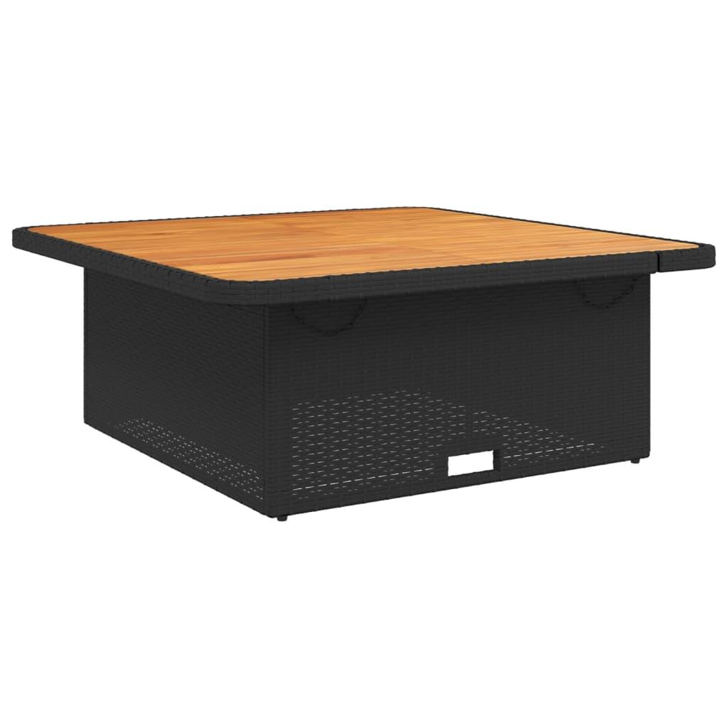 Mesa de jardín de madera de acacia y ratán PE gris 55x55x37 cm