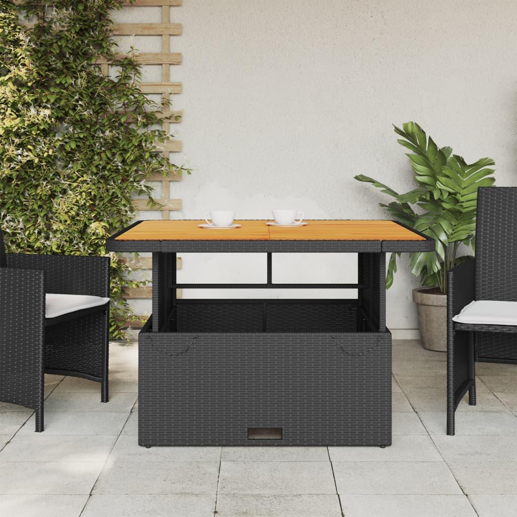 Mesa de jardín de madera de acacia y ratán PE gris 55x55x37 cm
