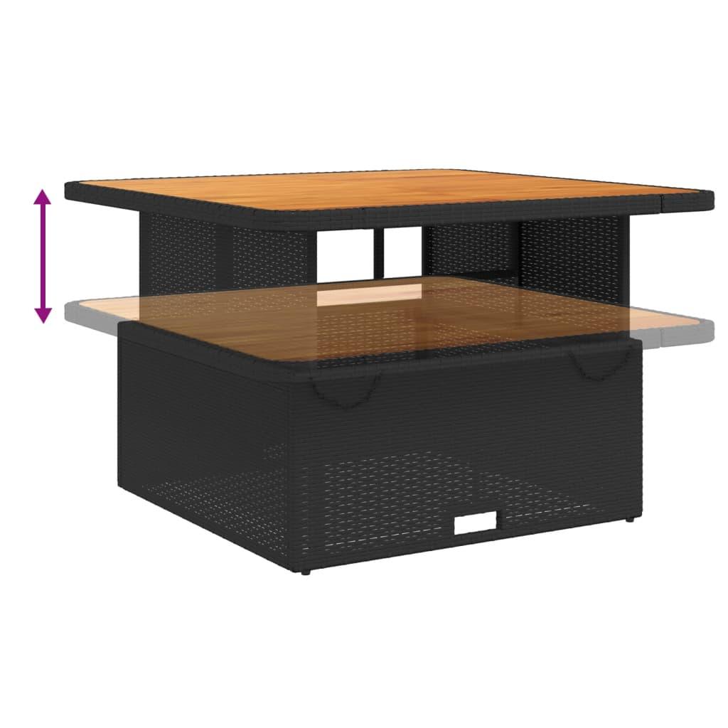 Mesa de jardín de madera de acacia y ratán PE gris 55x55x37 cm