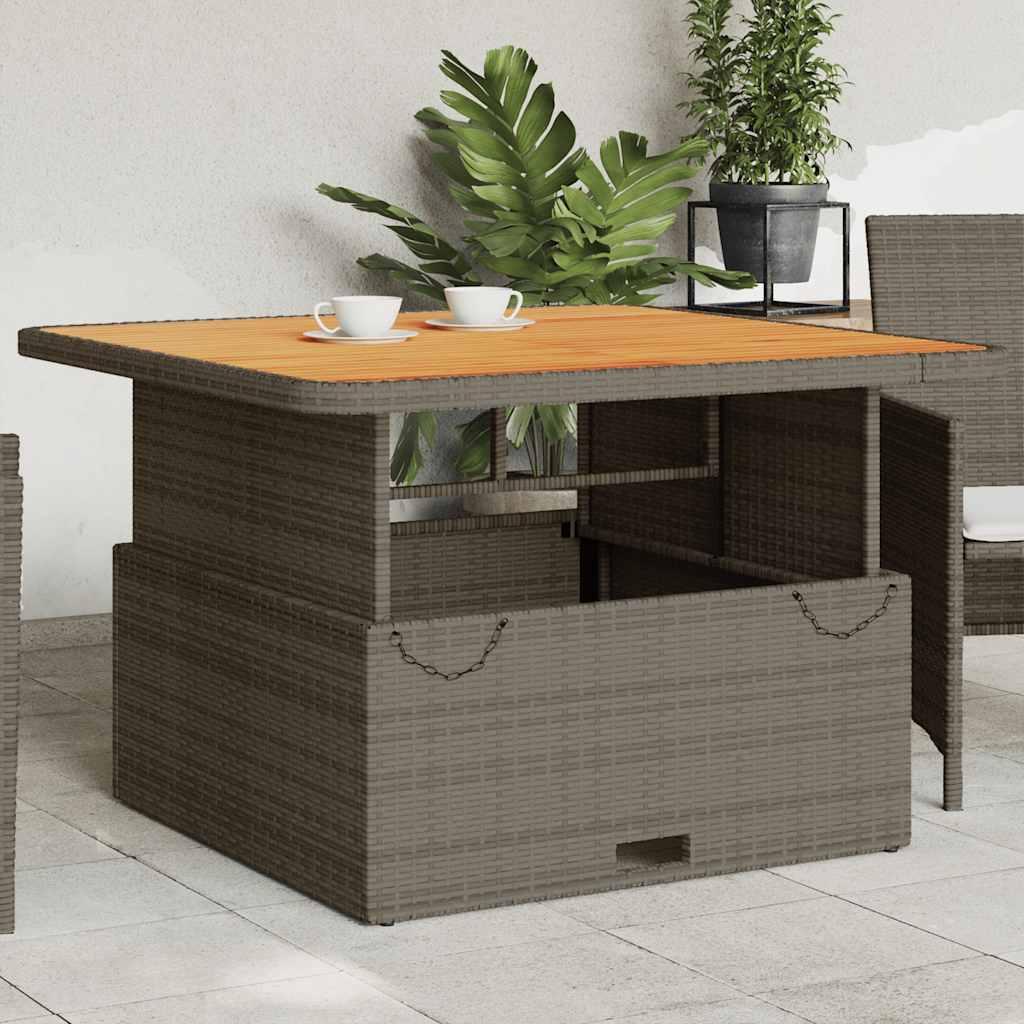 Mesa de jardín ratán PE y madera de acacia beige 100x55x73 cm