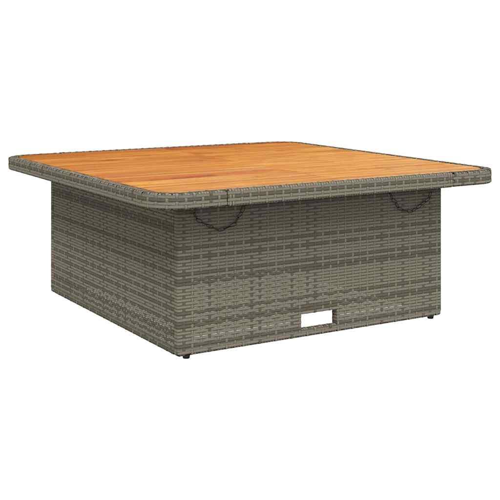 Mesa de jardín ratán PE y madera de acacia beige 100x55x73 cm