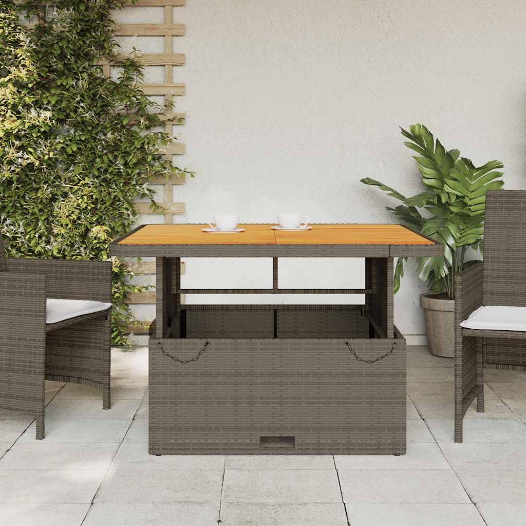 Mesa de jardín ratán PE y madera de acacia beige 100x55x73 cm