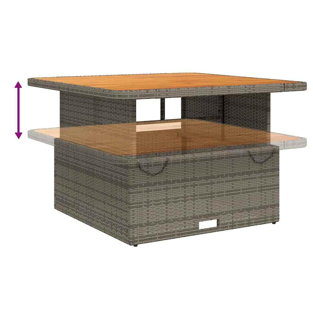Mesa de jardín ratán PE y madera de acacia beige 100x55x73 cm