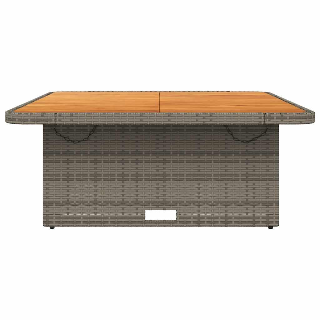 Mesa de jardín ratán PE y madera de acacia beige 100x55x73 cm