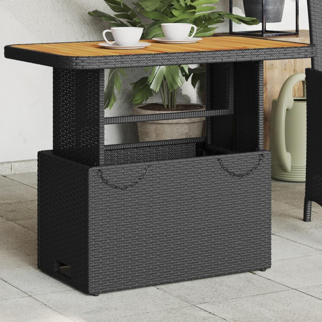 Mesa de jardín de madera de acacia y ratán PE gris 55x55x37 cm
