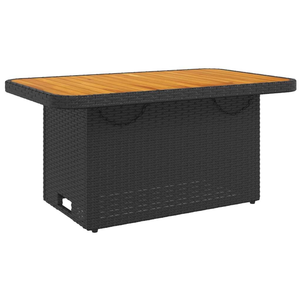 Mesa de jardín de madera de acacia y ratán PE gris 55x55x37 cm