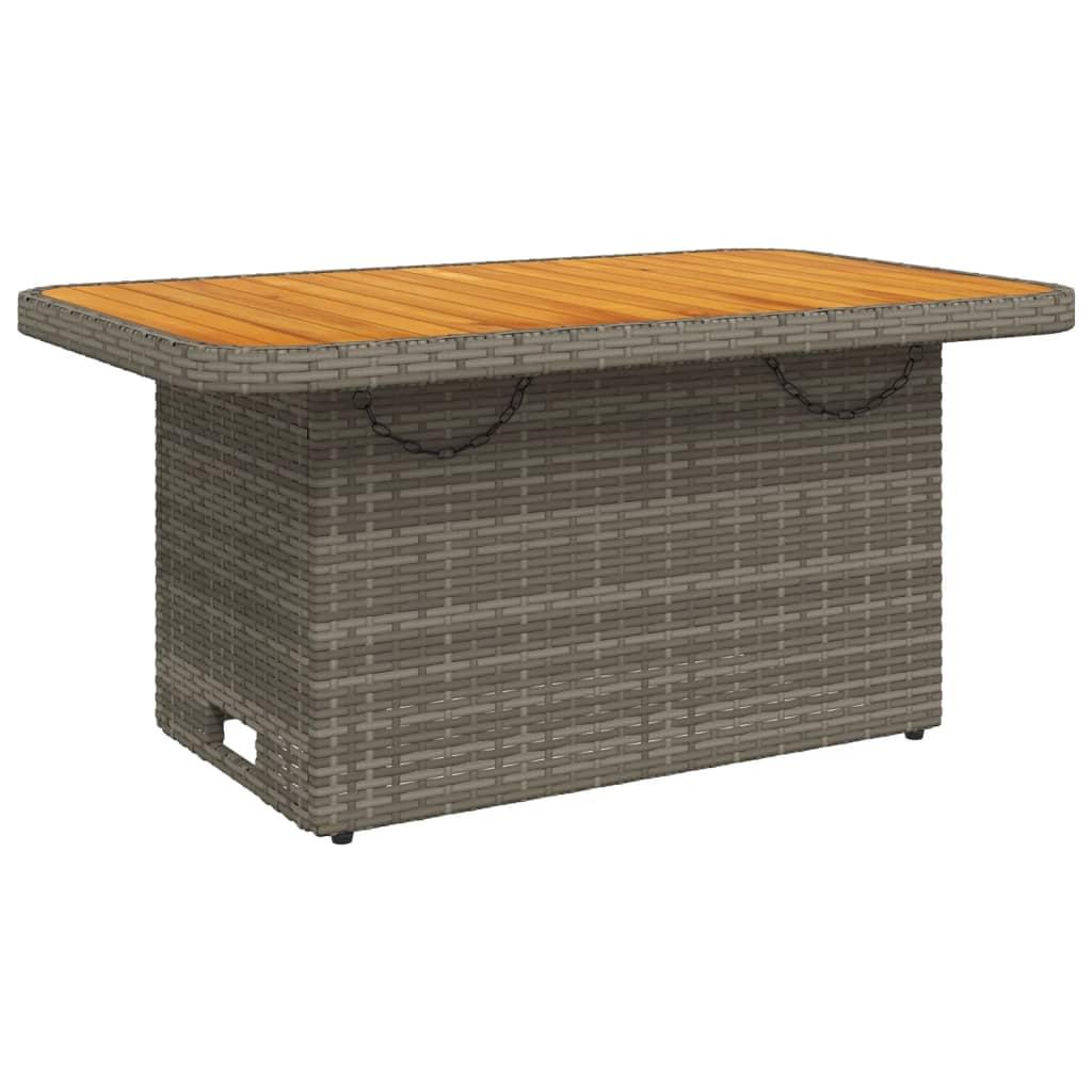Mesa de jardín ratán sintético y madera acacia gris 90x55x71 cm