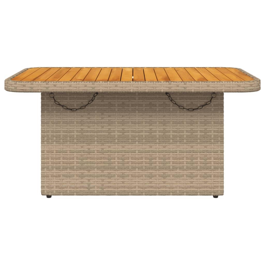 Mesa de jardín ratán sintético madera acacia beige 109x107x74cm