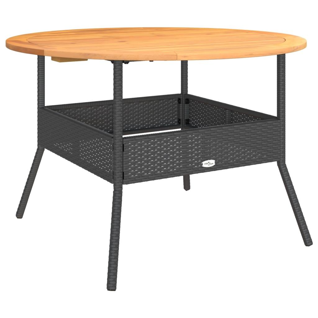 Mesa de jardín superficie madera acacia ratán negro 150x90x75cm