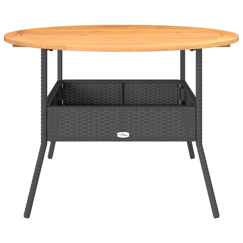 Mesa de jardín superficie madera acacia ratán negro 150x90x75cm