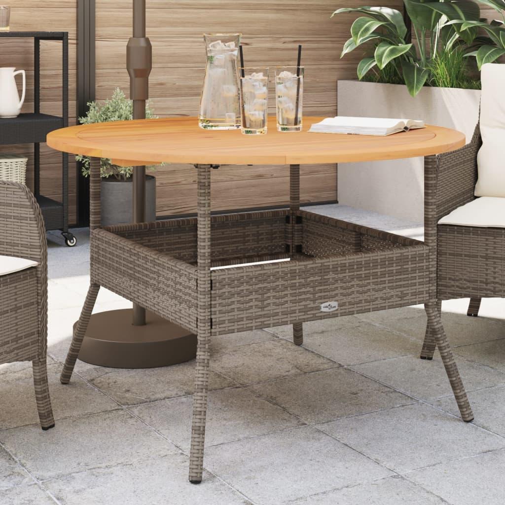Mesa de jardín superficie de madera ratán PE beige 190x80x74 cm