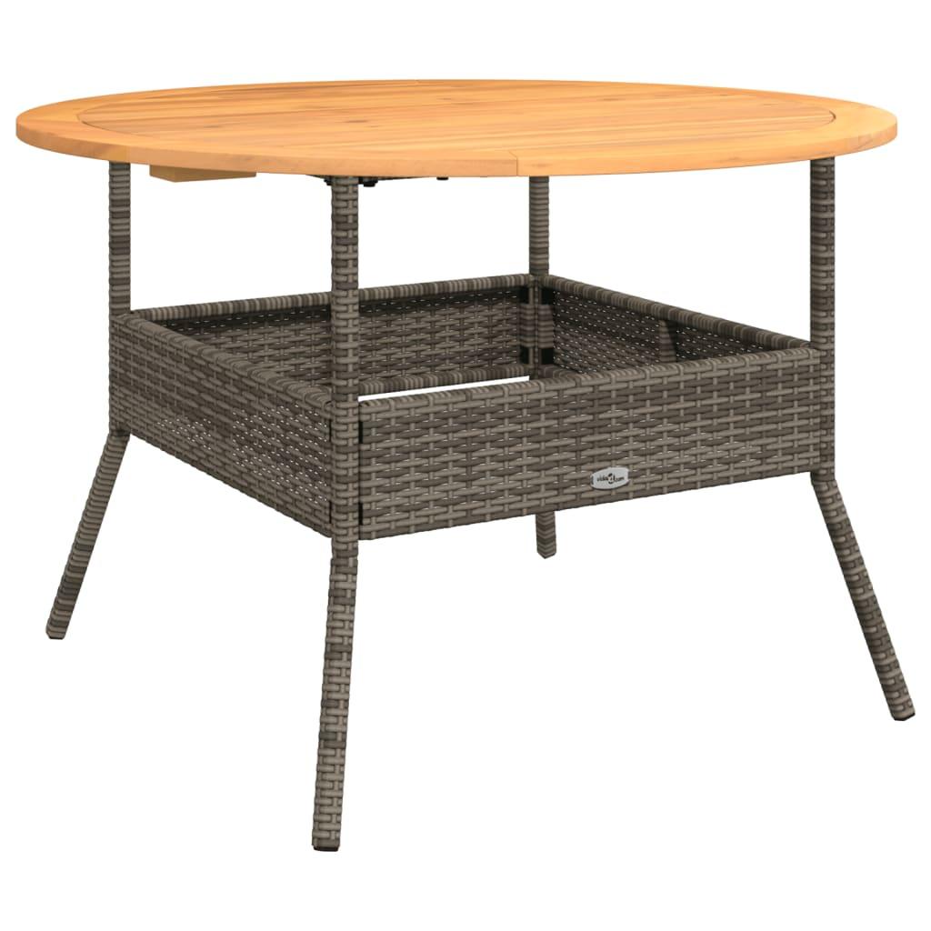 Mesa de jardín superficie de madera ratán PE beige 190x80x74 cm