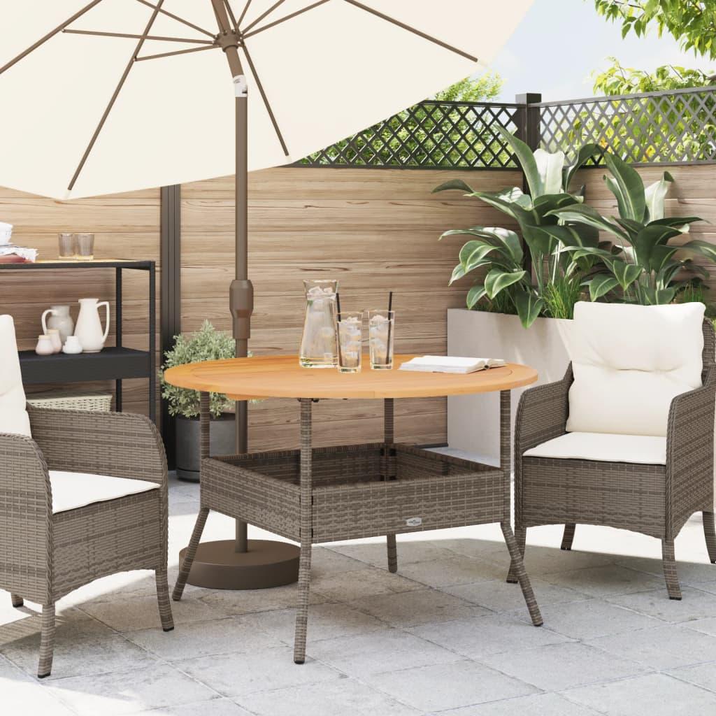Mesa de jardín superficie de madera ratán PE beige 190x80x74 cm