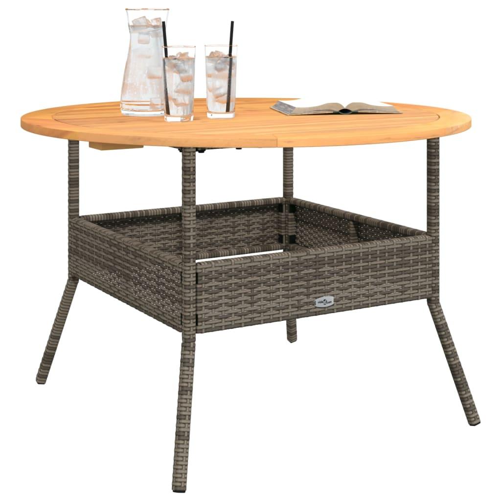 Mesa de jardín superficie de madera ratán PE beige 190x80x74 cm