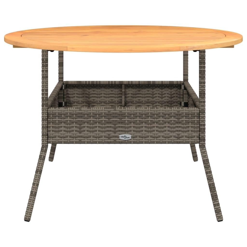 Mesa de jardín superficie de madera ratán PE beige 190x80x74 cm