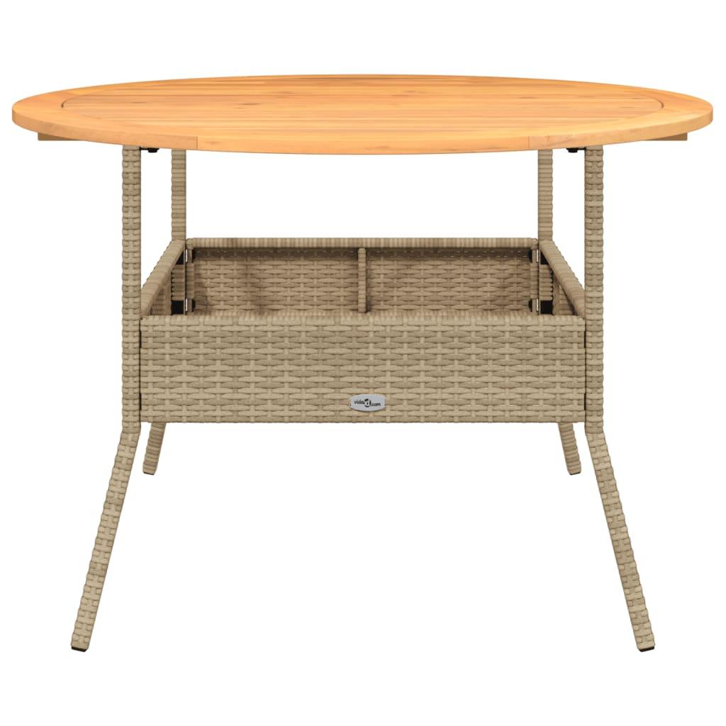 Mesa de jardín superficie de madera ratán PE beige 190x80x74 cm