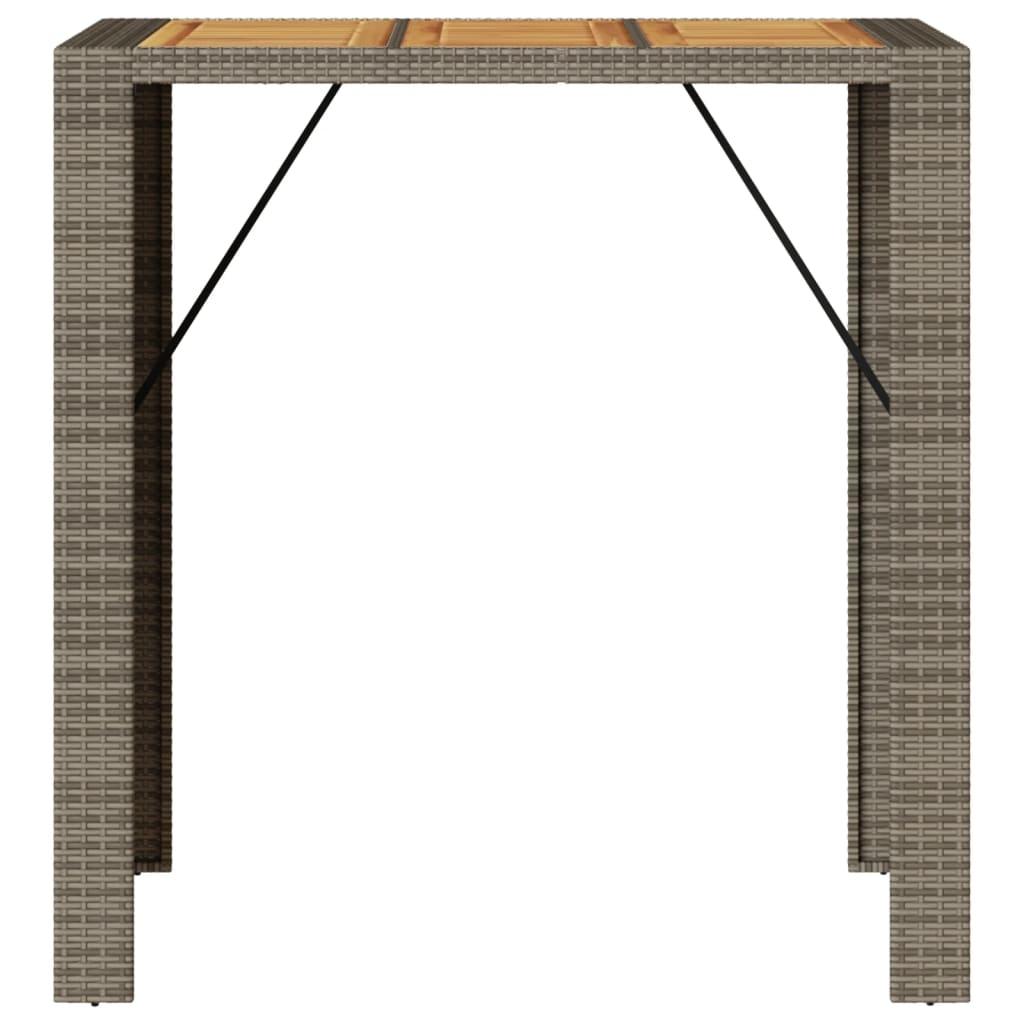 Mesa alta jardín superficie madera ratán PE negro 105x80x110 cm