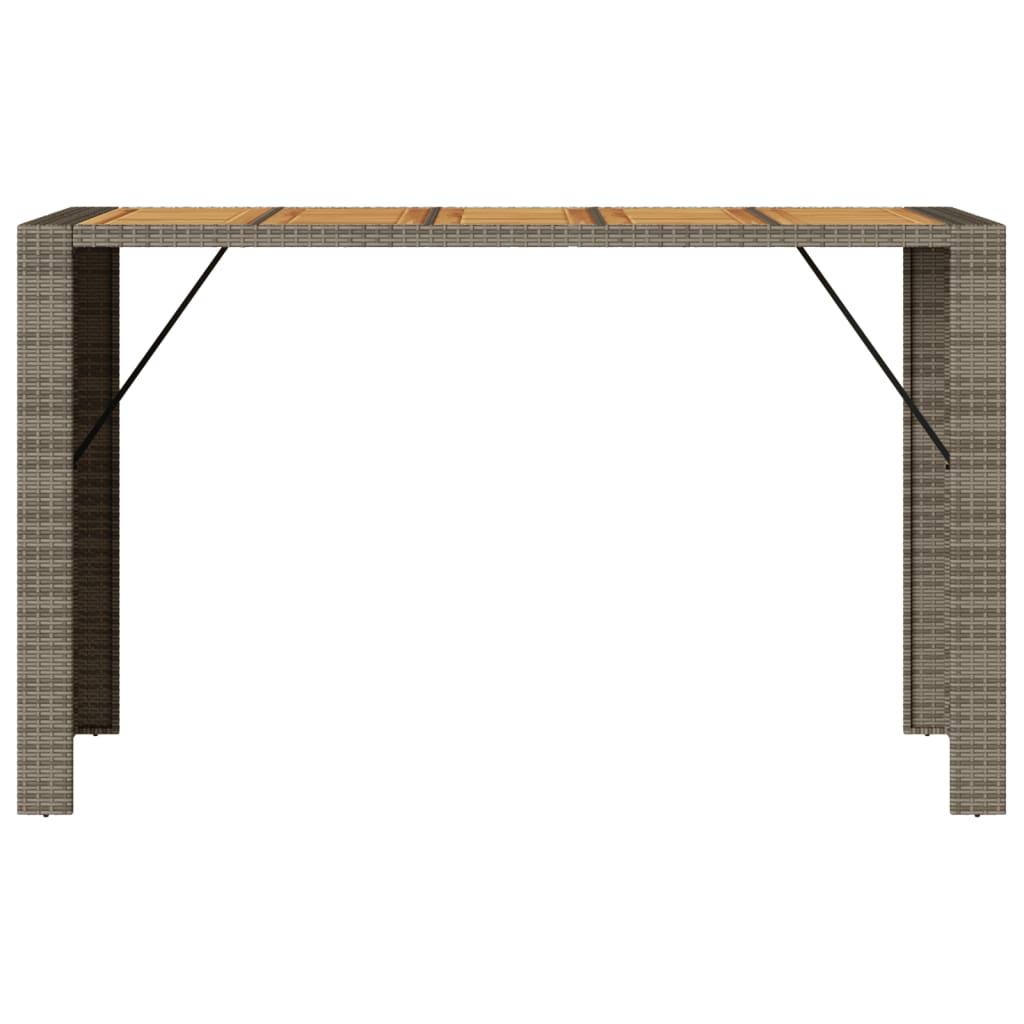 Mesa alta jardín superficie madera ratán PE negro 105x80x110 cm
