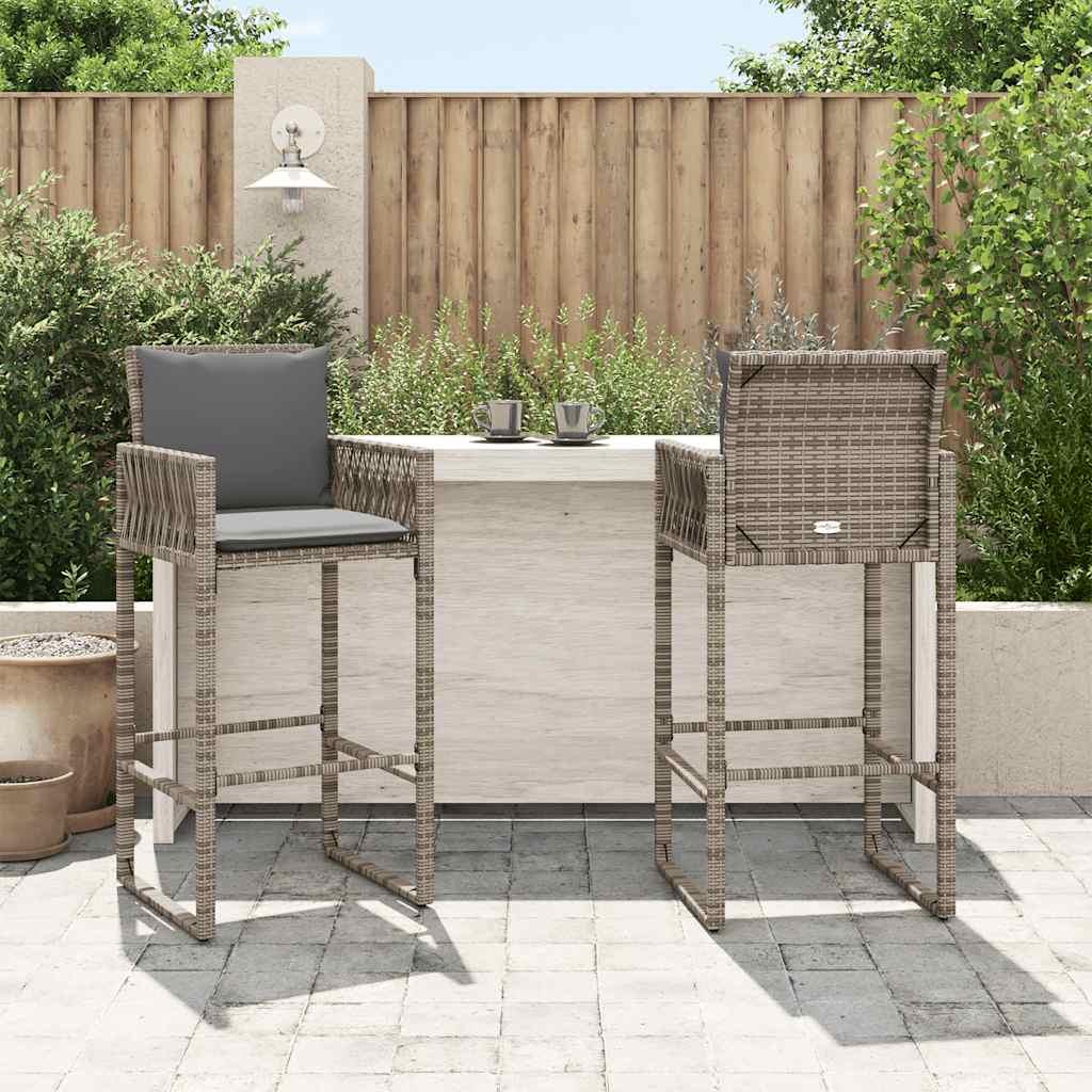 Taburetes altos de jardín 2 unidades ratán sintético marrón