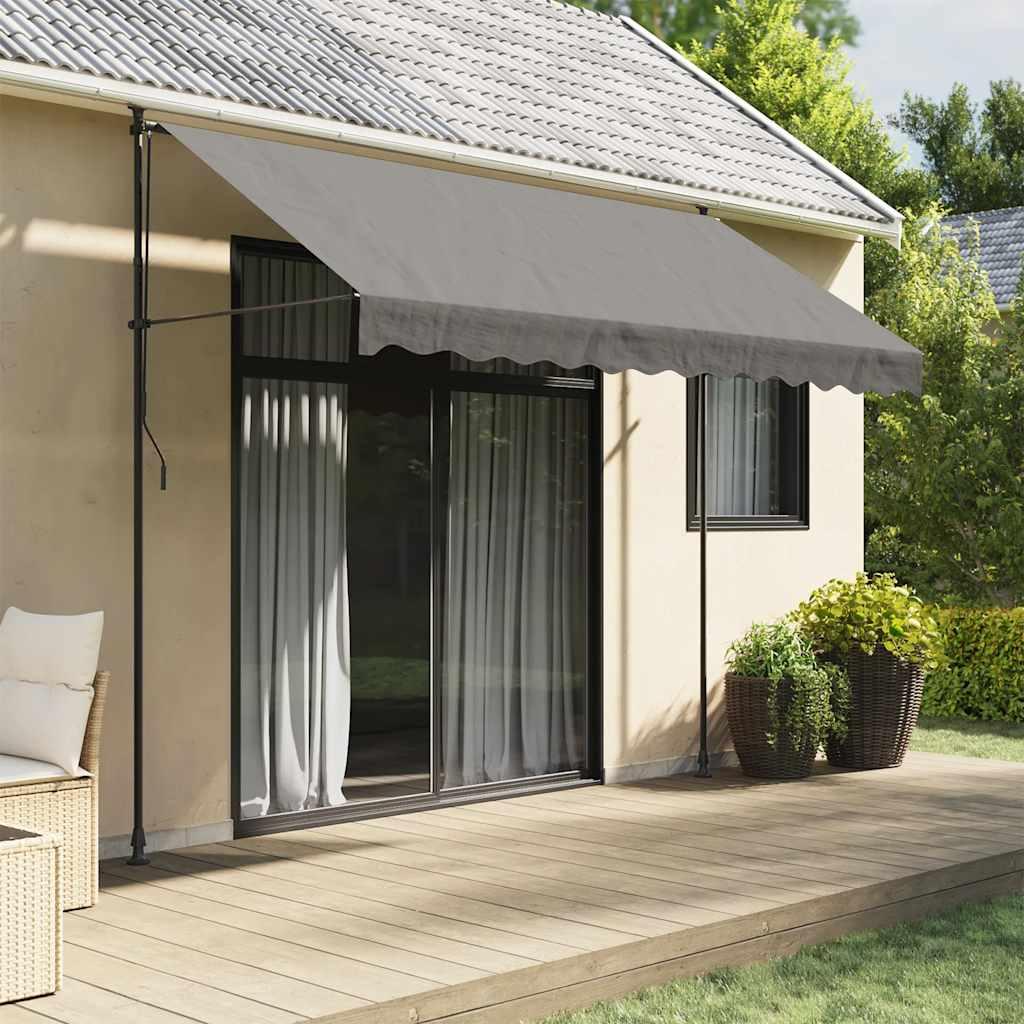 Toldo retráctil de tela y acero gris antracita 400x150 cm