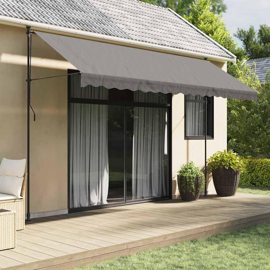 Toldo retráctil de tela y acero gris antracita 400x150 cm