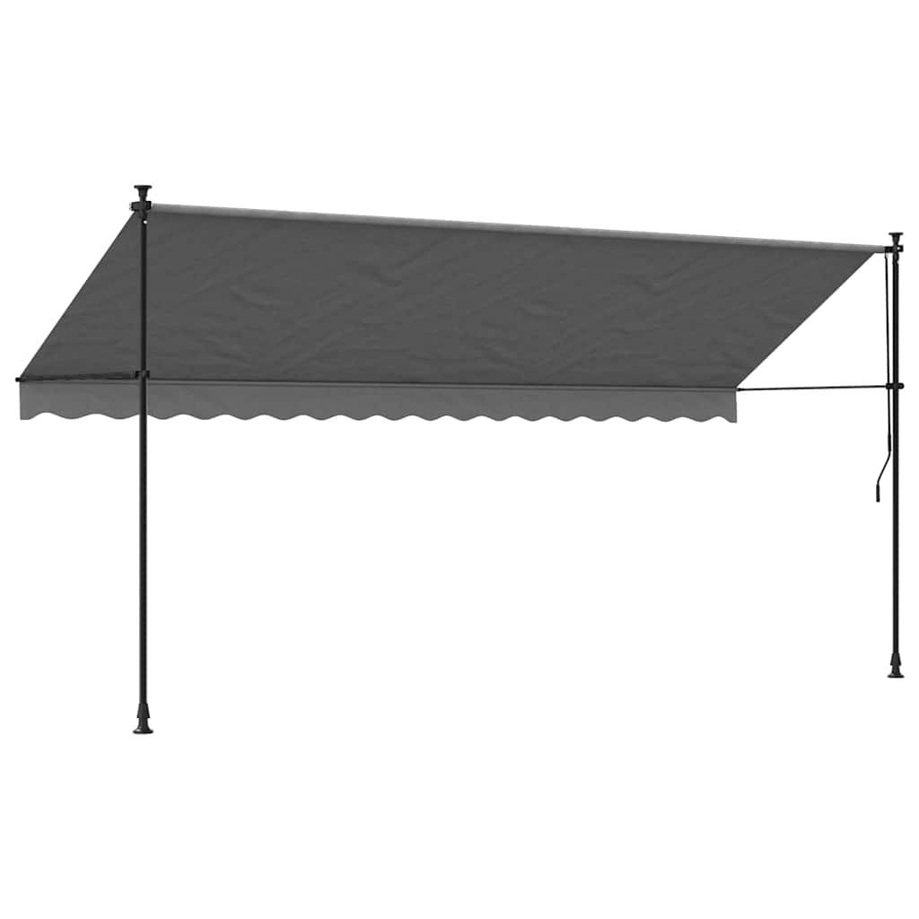 Toldo retráctil de tela y acero gris antracita 400x150 cm