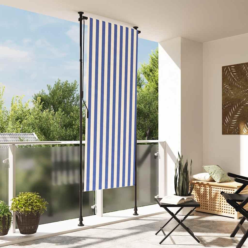 Persiana enrollable exterior tela acero azul blanco 200x270 cm