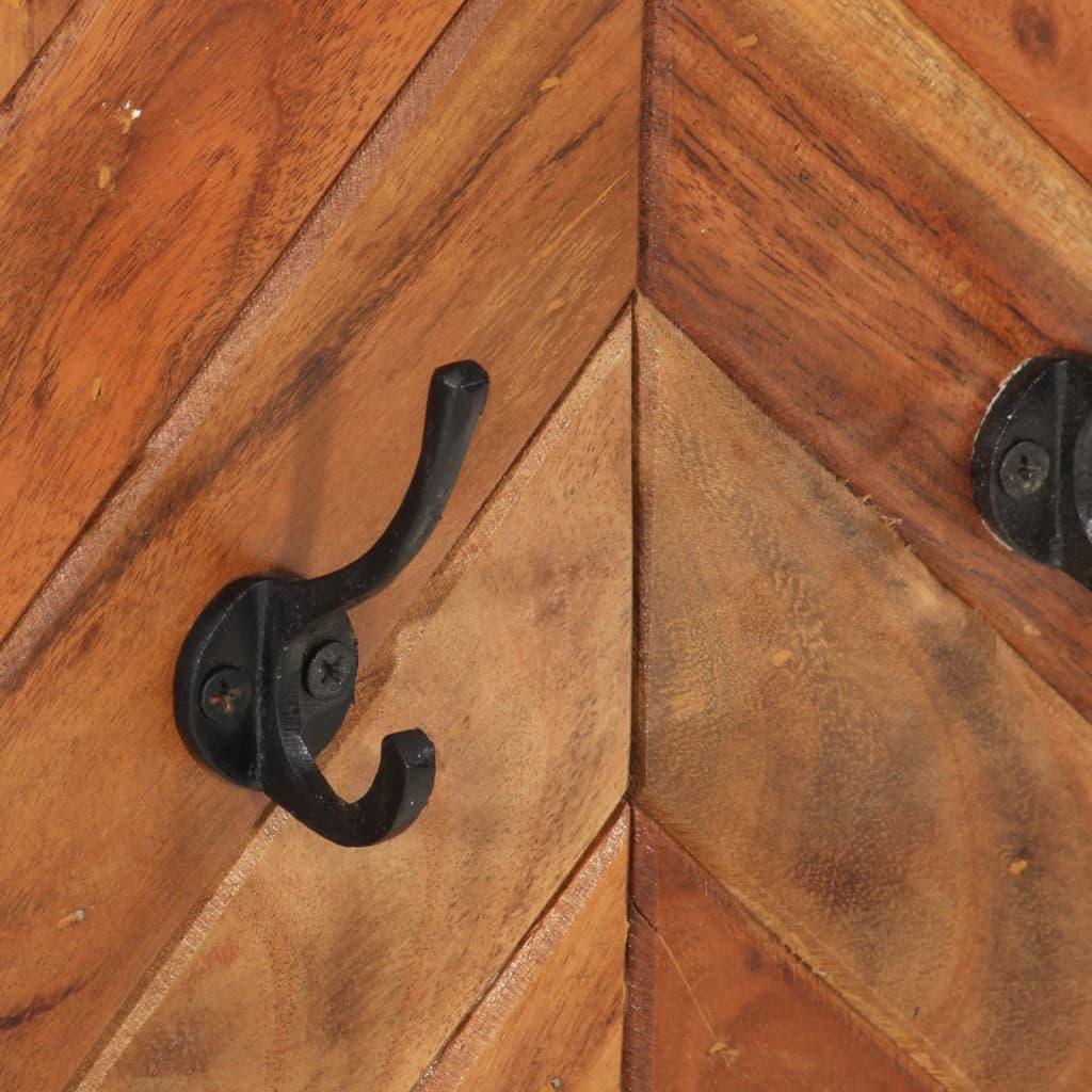 Perchero de pared madera maciza de acacia y hierro 90x1x35 cm