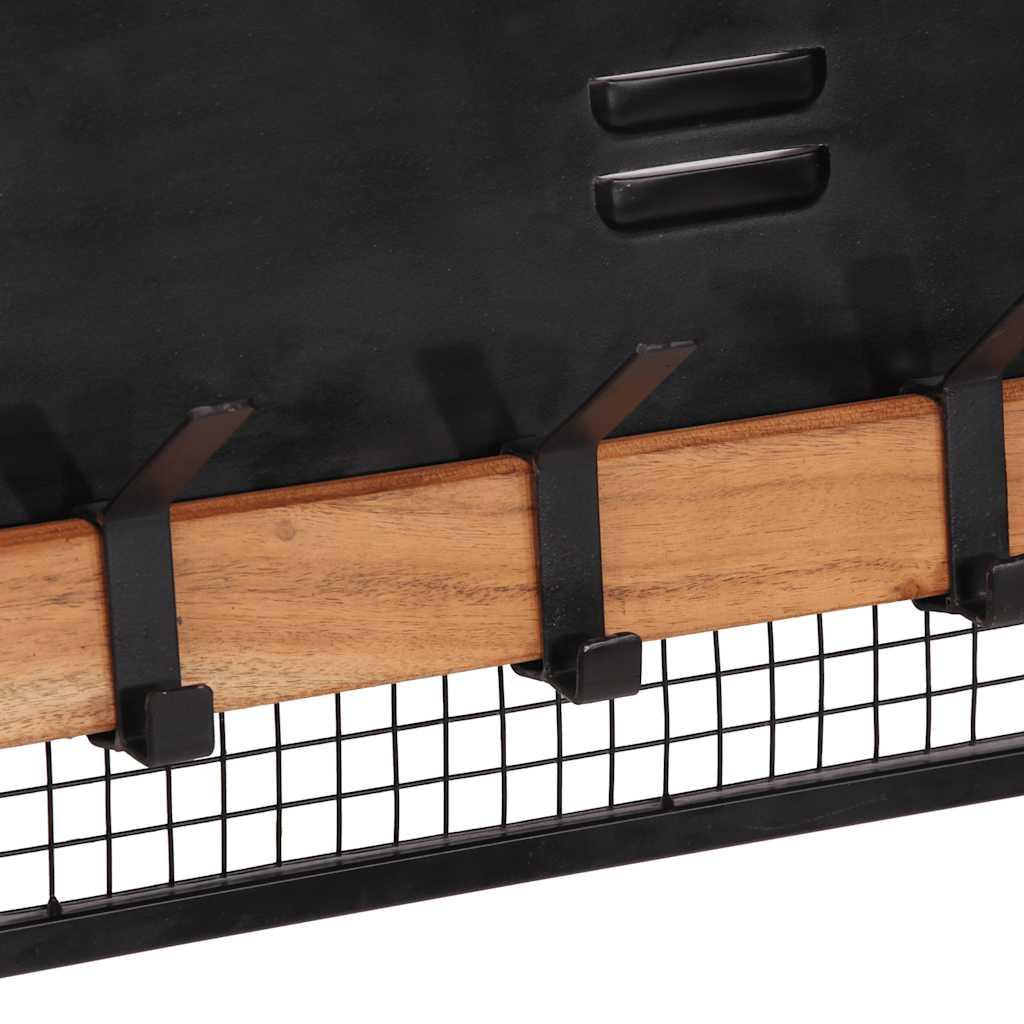 Perchero de pared madera maciza de mango 90x11x30 cm