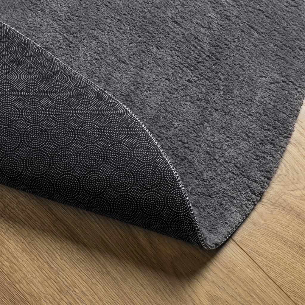 Alfombra de pelo corto suave lavable HUARTE antracita Ø 80 cm