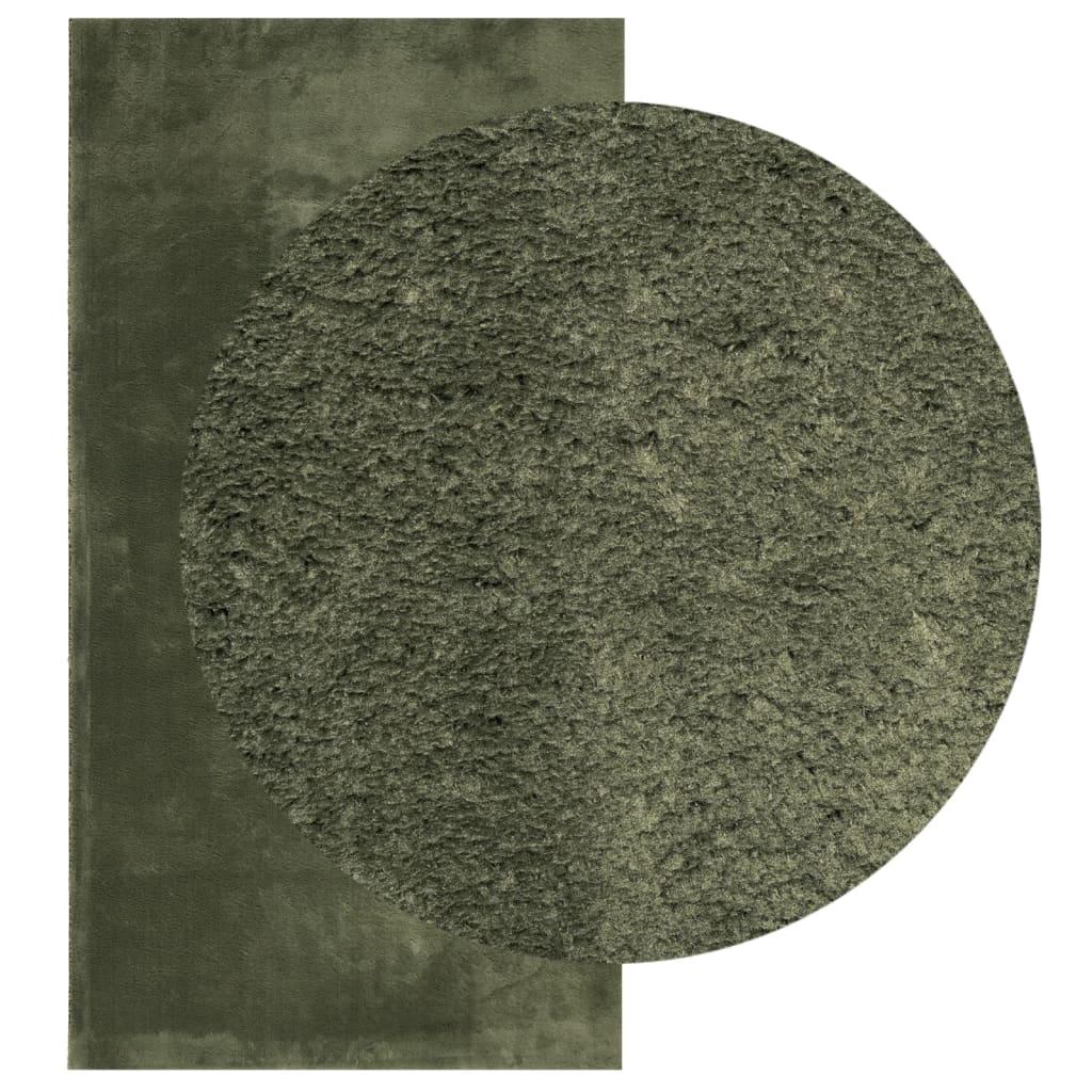 Alfombra pelo corto suave lavable HUARTE verde bosque 60x110 cm
