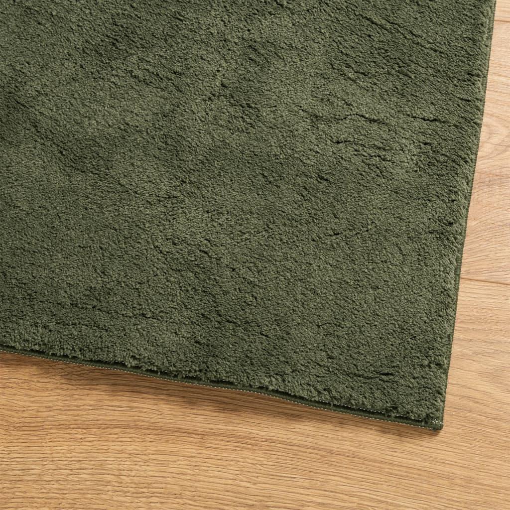 Alfombra pelo corto suave lavable HUARTE verde bosque 60x110 cm