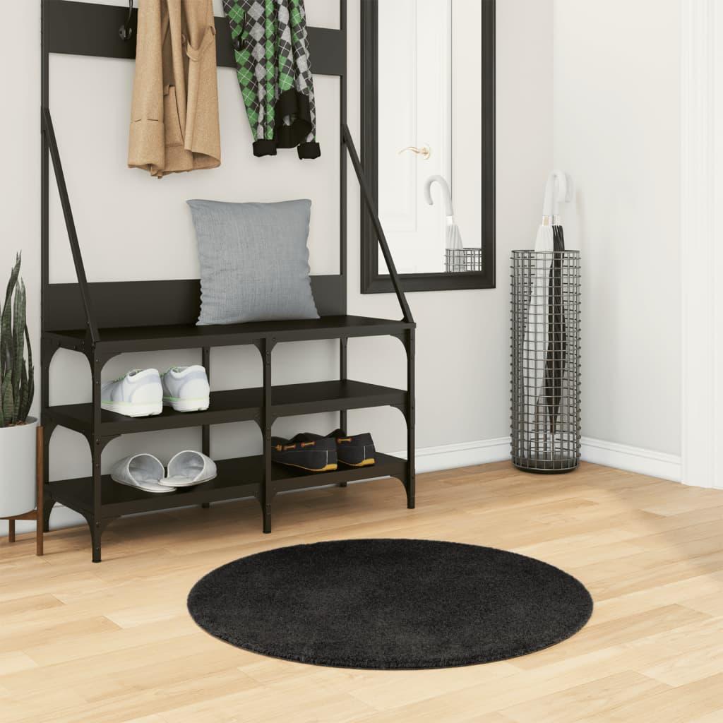 Alfombra de pelo corto suave lavable HUARTE antracita Ø 80 cm