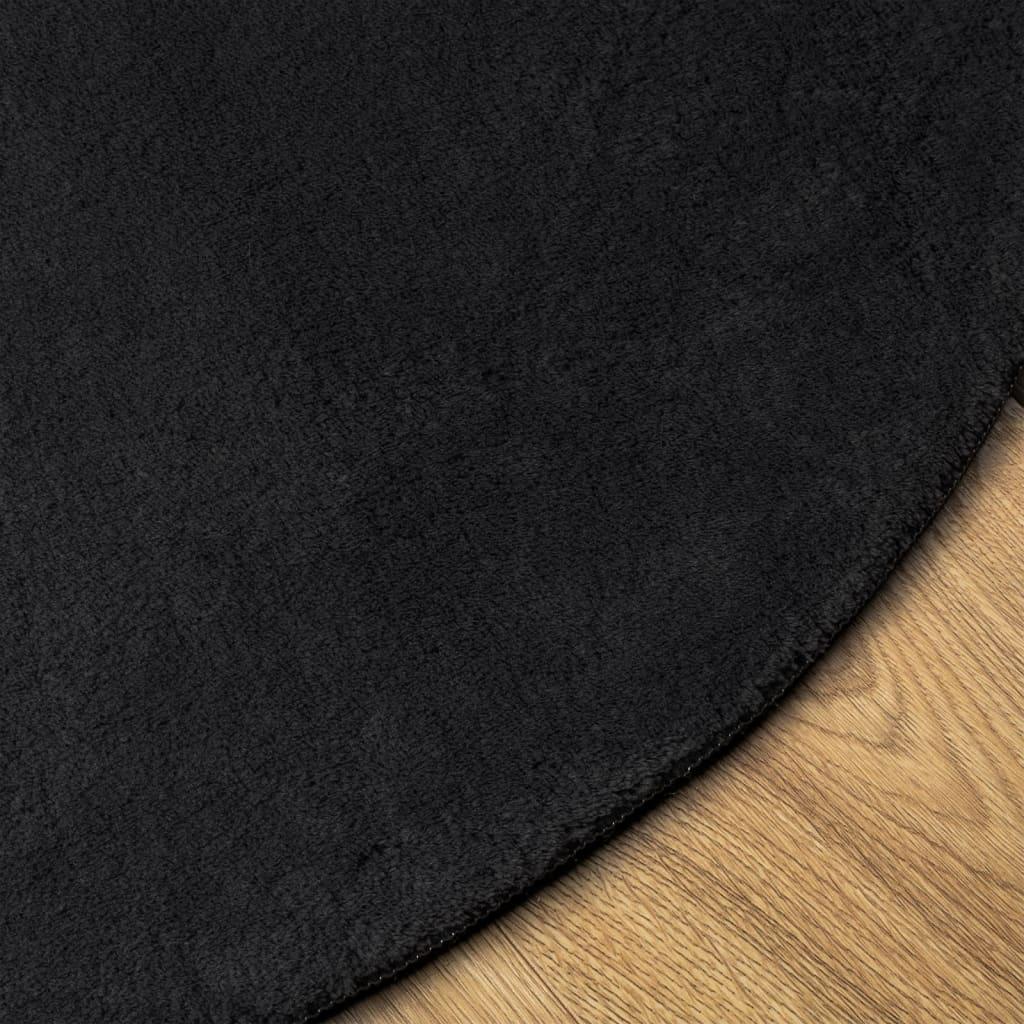 Alfombra de pelo corto suave lavable HUARTE antracita Ø 80 cm
