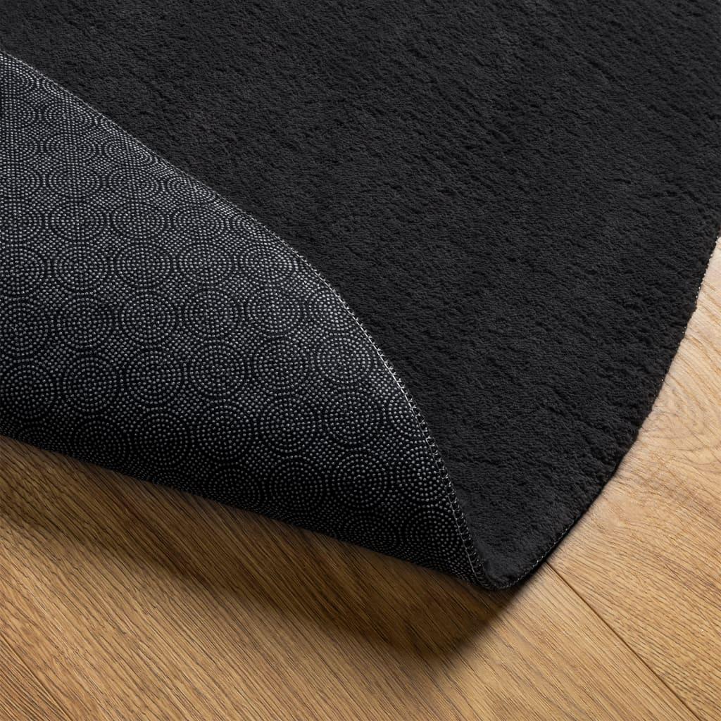 Alfombra de pelo corto suave lavable HUARTE antracita Ø 80 cm